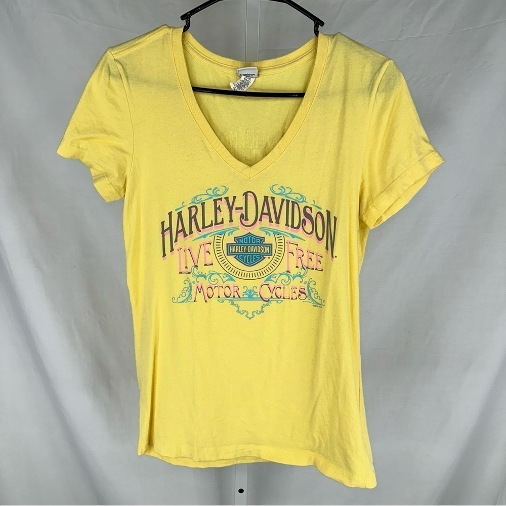 Harley Davidson Women’s Rattlesnake Mountain Yellow Graphic T Shirt Size S